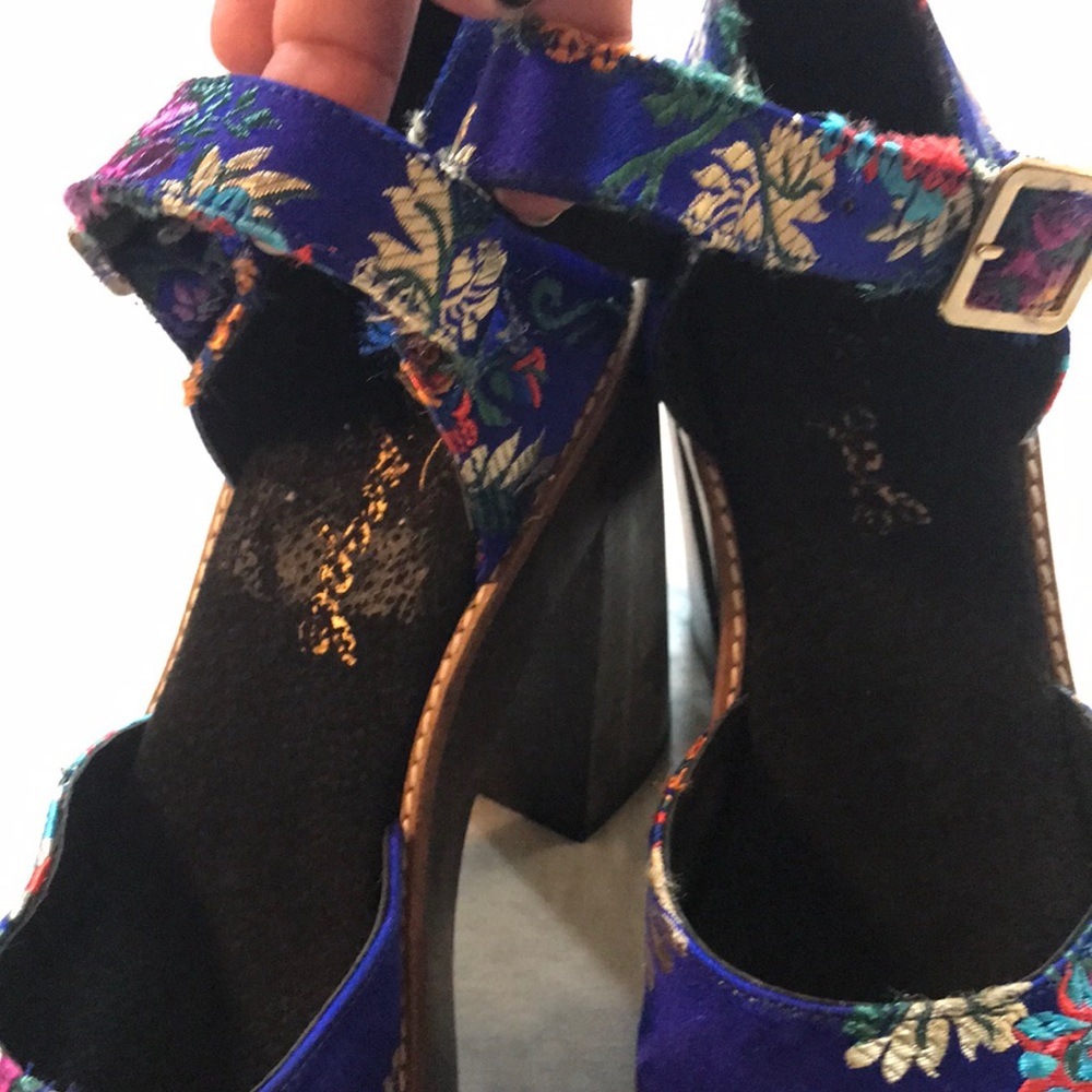 FREE PEOPLE starlet blue wood platform heel NWOB - Picture 6 of 8